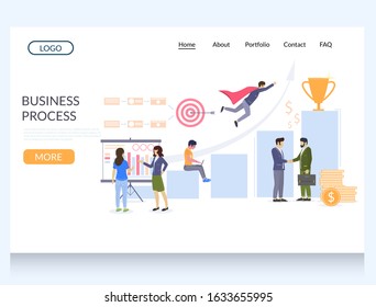 Business process vector website template, web page and landing page design for website and mobile site development. Business growth, achievements, workflow.