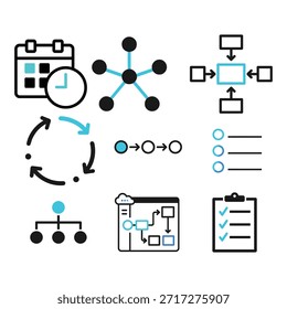 Ícones do Workflow do Processo de Negócios Definem Planejamento e Estratégia.