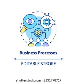 Business processes concept icon. Performance optimization. Web 3 0 abstract idea thin line illustration. Isolated outline drawing. Editable stroke. Arial, Myriad Pro-Bold fonts used