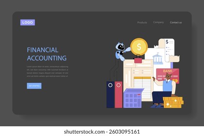Business processes in financial accounting. Emphasizing document management, data organization, and the role of technology in enhancing efficiency. Engaging illustration that inspires a modern