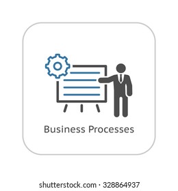 Business Processes Icon. Business Concept. Flat Design. Isolated Illustration.