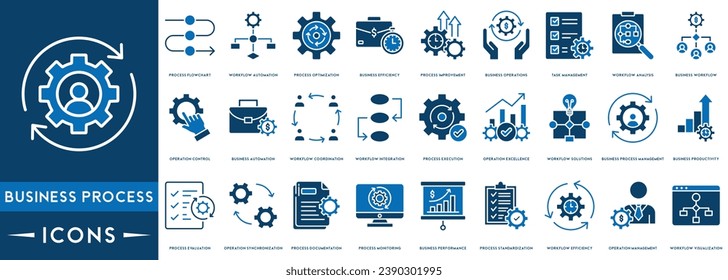 Business Processes icon set. Workflow and productivity symbol vector illustration