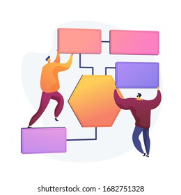 Business processes organization. Workforce distribution, delegating responsibilities, scheduling and planning. Managerial supervision and control. Vector isolated concept metaphor illustration