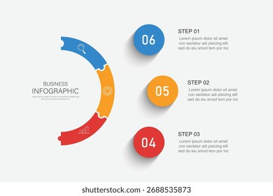 Business processes. Timeline infographic with 3 steps, options. Vector graphics.	