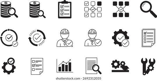 Vektorsymbole für Geschäftsprozesse und Workflow-Management und Finanzüberwachung