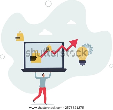 Business productivity and efficient commerce strategy.Webshop company development and successful growth with effective sales profits .flat characters.