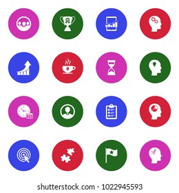 Business Productivity Icons. White Flat Design In Circle. Vector Illustration. 
