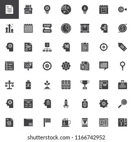 Business Productivity vector icons set, modern solid symbol collection, filled style pictogram pack. Signs, logo illustration. Set includes icons as Planning, Task, Tactics, Management, Money, Balance