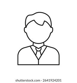 Business Professional Avatar Line Icon. Corporate Identity, Employee Profile, And Networking Outline Symbol. Businessman Icon. Editable Stroke. Isolated Vector Illustration.