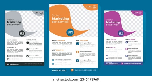 Business professional clean fully editable a4 flyer and 3 color flyer design best services digital print free vector marketing flyer template