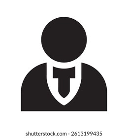 Business Professional Icon with Suit and Tie Representing Corporate Identity and Leadership Editable Vector Illustration isolated on a white background