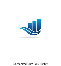 Business professional logo template with bars and waves