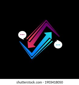 Business professional logo template with counter stock bar, turnaround, ascending and descending icons