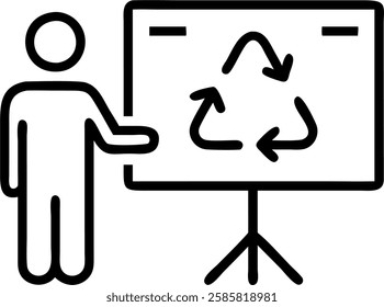 Business professional presenting recycling data analytics on screen symbolizing green technology concept as Business professional presenting recycling data analytics on digital screen in meeting symbo