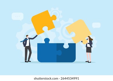 Business professional teamwork brainstorming idea concept. Employee colleague group working strategy planning,Team building training, project management, group motivation flat vector illustration.