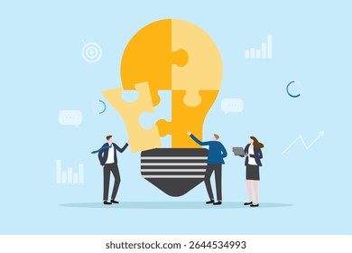 Business professional teamwork brainstorming idea concept. Employee colleague group working strategy planning,Team building training, project management, group motivation flat vector illustration.
