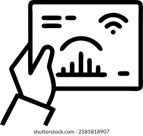 Business professional using a tablet to monitor energy consumption with digital dashboard concept as Business professional monitoring energy consumption on tablet with digital dashboard symbolizing te