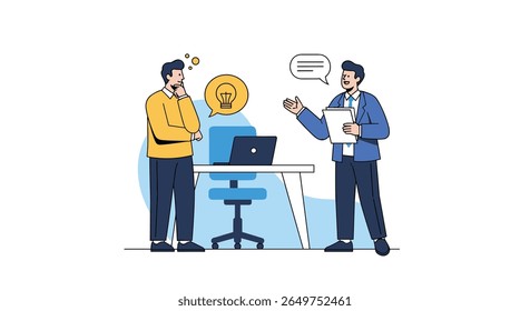 Business professionals discussing financial growth and investment strategies in a modern office setting with digital data visualization elements