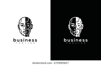 A business professional's face divided into geometric shapes for a modern logo design concept illustration