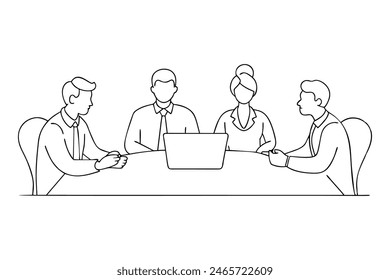 Business professionals in a productive discussion at a conference meeting Woman leading a meeting in an office One continuous single line hand drawing