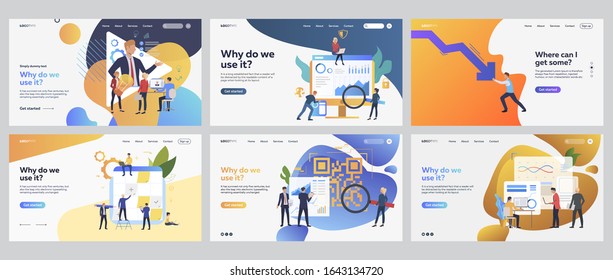 Business professionals set. Managers studying reports, solving problems, planning projects. Flat vector illustrations. Teamwork, management concept for banner, website design or landing web page
