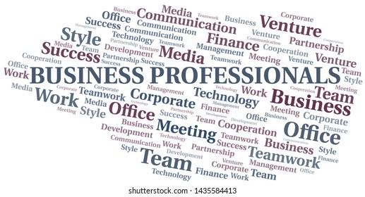 Business Professionals word cloud. Collage made with text only.