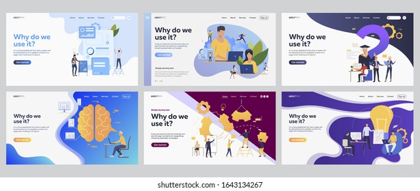 Business professionals working on project set. Presenting graph, gear mechanism, intellectual work. Flat vector illustrations. Expertise, startup concept for banner, website design or landing web page