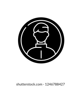 Business profile black icon, vector sign on isolated background. Business profile concept symbol, illustration 