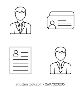 Perfil de negocios Collage Icono de documento Pack de símbolos Dinero Logo