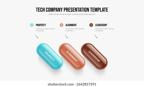 Business Profile Frame Template Vector Illustration. Corporate Proposal Three Step Diagram Presentation Layout. Marketing Planning 3 Option Infographic Slideshow Design.
