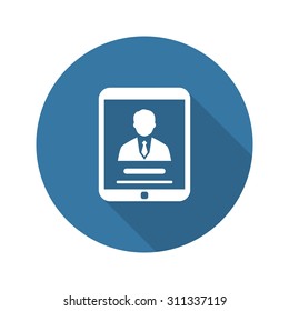 Business Profile Icon. Business Concept. Flat Design. Long Shadow. Isolated Illustration.
