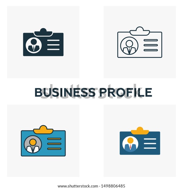 Business Profile icon\
set. Four elements in diferent styles from human resources icons\
collection. Creative business profile icons filled, outline,\
colored and flat\
symbols.