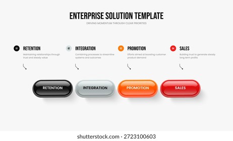 Ilustração de vetor de design de apresentação de slides de perfis de negócios. Consulting Portfolio 4 Etapa Infográfico Apresentação Modelo. Layout do quadro do diagrama de quatro opções da estratégia criativa.