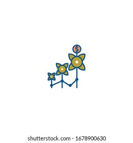 Business profit filled outline icon vector