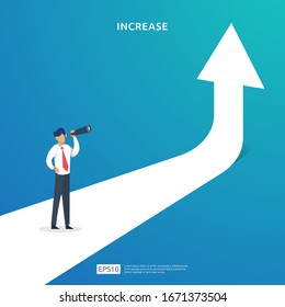 business profit grow or income salary rate increase with growth up arrow and people character. margin revenue with dollar symbol. Finance performance of return on investment ROI illustration concept