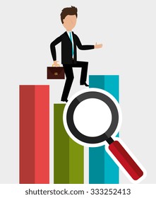 Business profit growth up graphic design, vector illustration