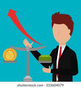 Business profit growth up graphic design, vector illustration
