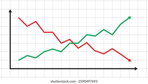 business profit and loss arrow analyzing arrow line grow and down chart in forex, trading, future data chart template