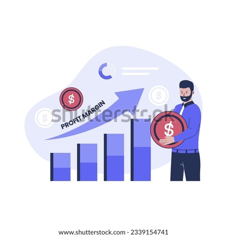 Business profit margin illustration. Flat vector illustration isolated on white background