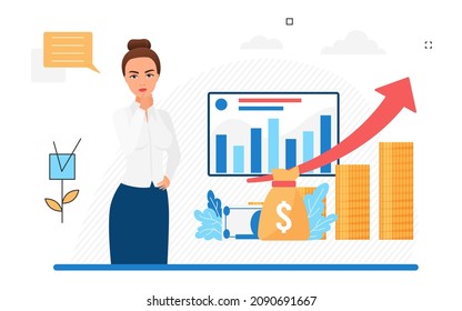 Business profit revenue amount growing performance. Operating income earnings analysis monitor graph
