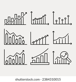 Business Profit revenue and loss icon outline charts vector illustration.