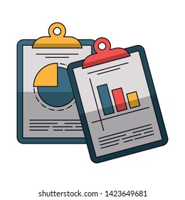 Business profit statistics on clipboards vector illustration graphic design