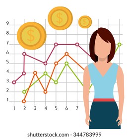 Business profits growth up graphic design, vector illustration