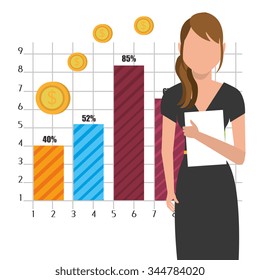 Business profits growth up graphic design, vector illustration