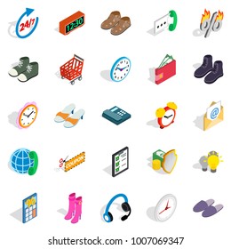 Business program icons set. Isometric set of 25 business program vector icons for web isolated on white background