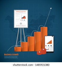 Business progress bar, Modern bar chart for business Info graphics - Vector illustration