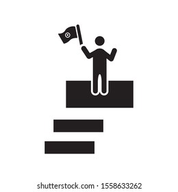 Business Progress Icon. Person climbing up a stairway icon
