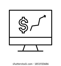 Icono de línea de US$ para la Progresión Empresarial