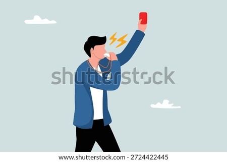 Business prohibition, violation or breaking of rules, punishment or sanction, cause of failure or problem, businessman blows whistle showing red card to ban or stop wrong or corrupt employees.