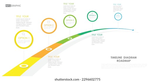 business project arrow roadmap timeline diagram Infographic roadmap template for business. 5 step modern Timeline diagram calendar with presentation vector infographics.